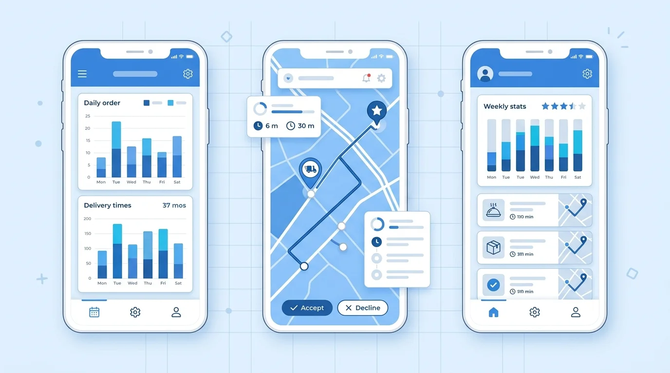 퀵서비스 앱 비교를 위해 배송 데이터를 확인하는 화면