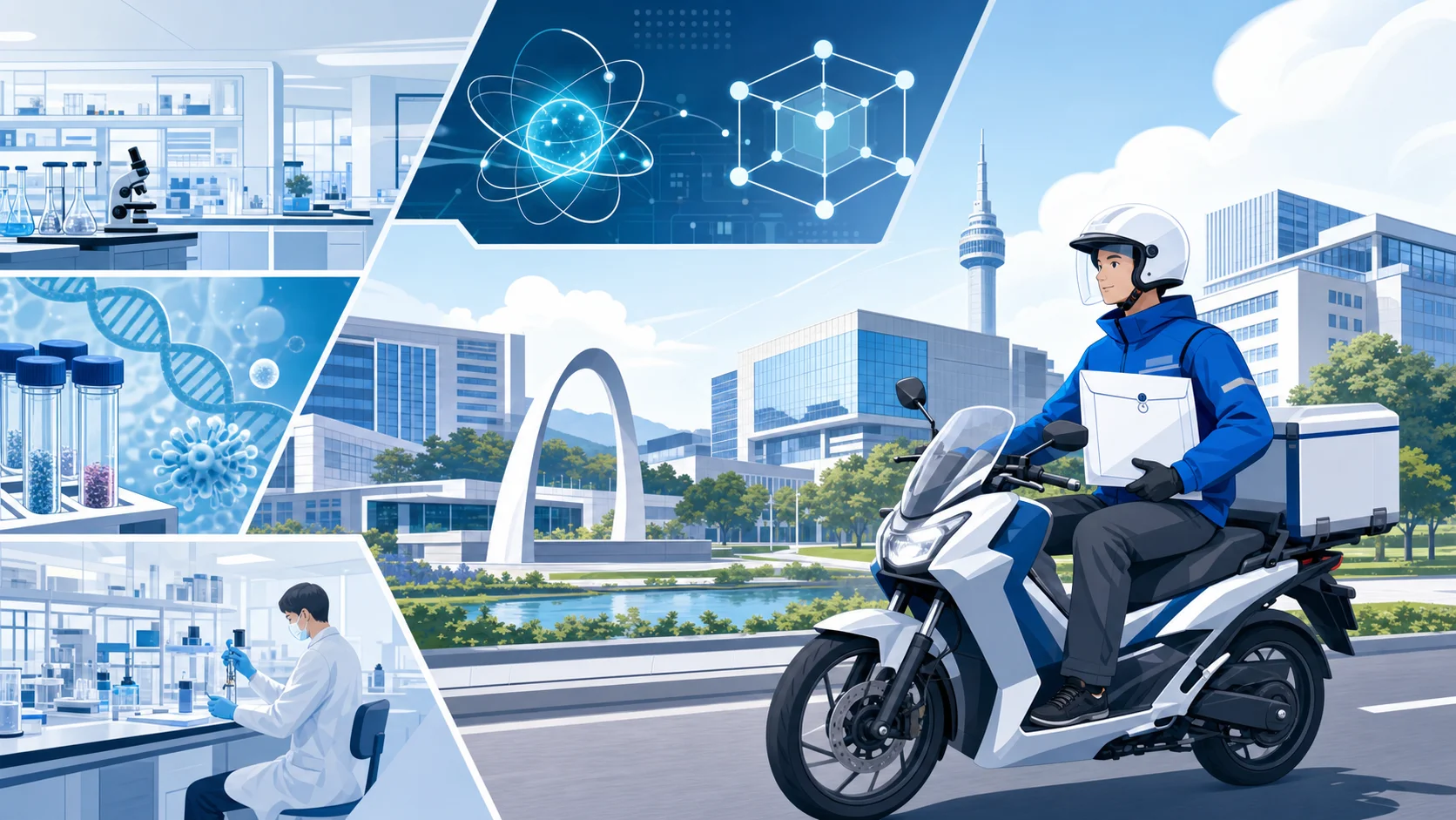 대덕연구개발특구 KAIST 과학기술 정밀 기기 시료 퀵 발주 일러스트