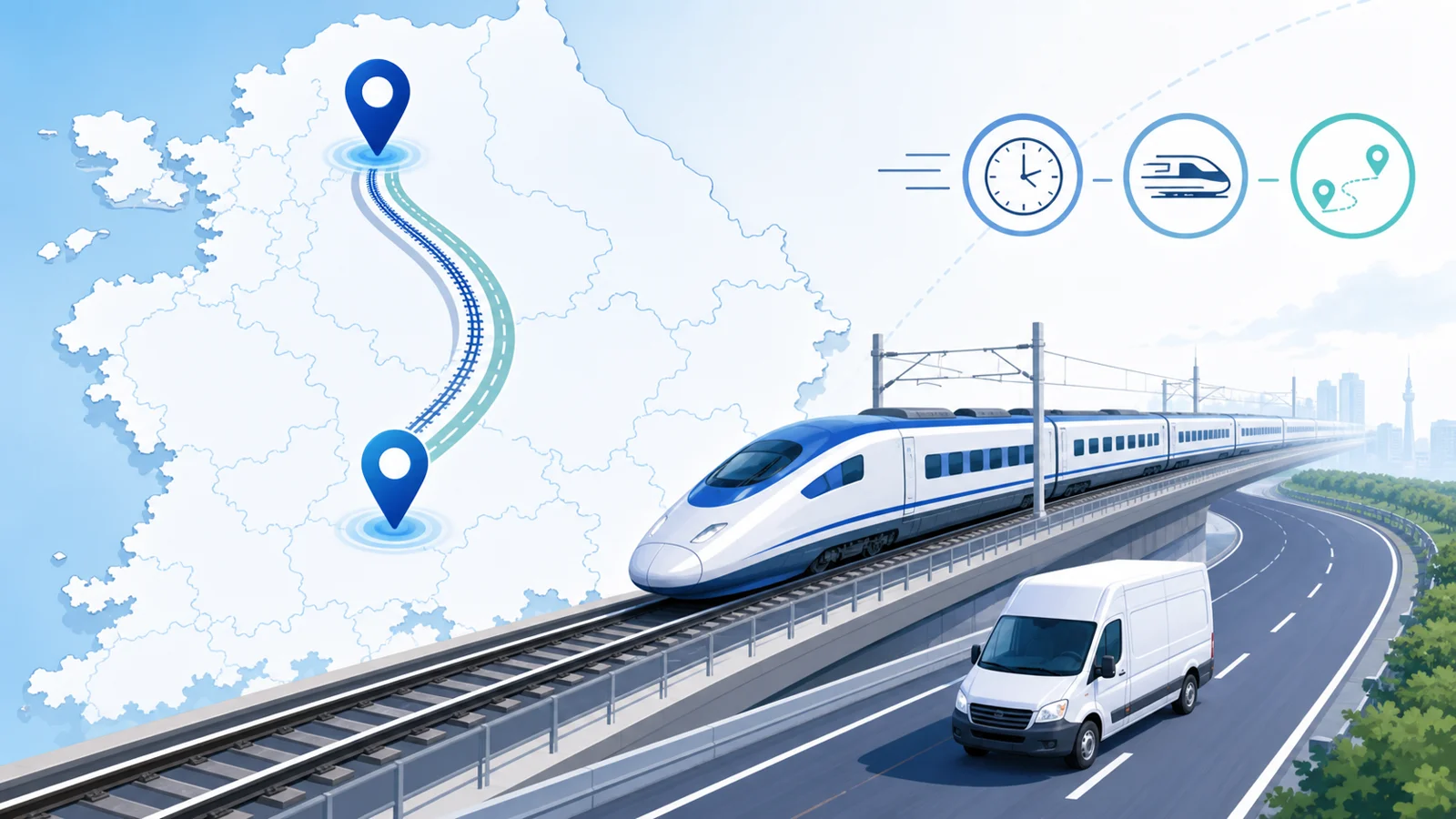 대전 서울 KTX 경부고속도로 거리 시간 분기 지점 일러스트