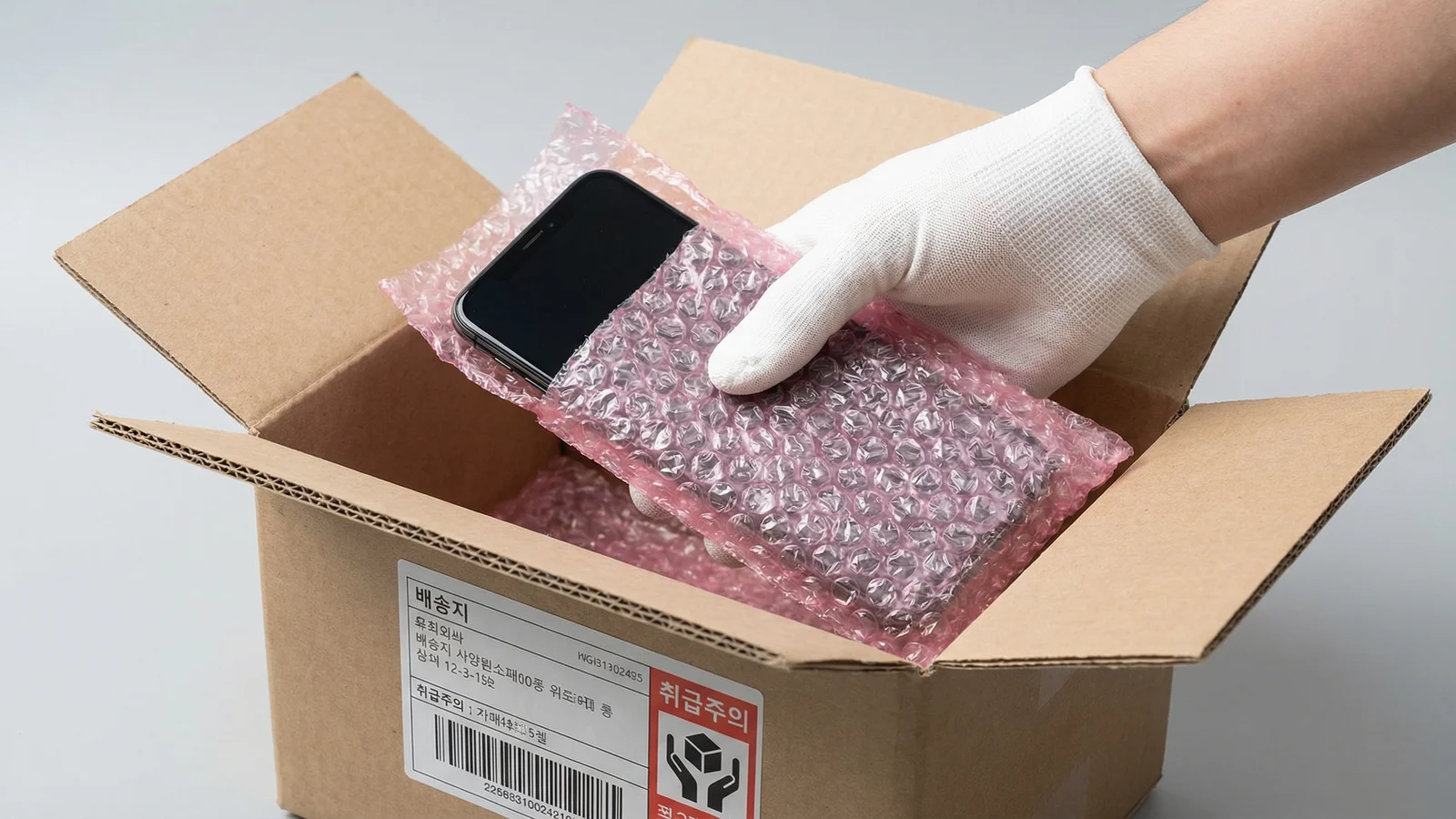 제과 상자와 냉장 포장재를 준비하는 작업 장면