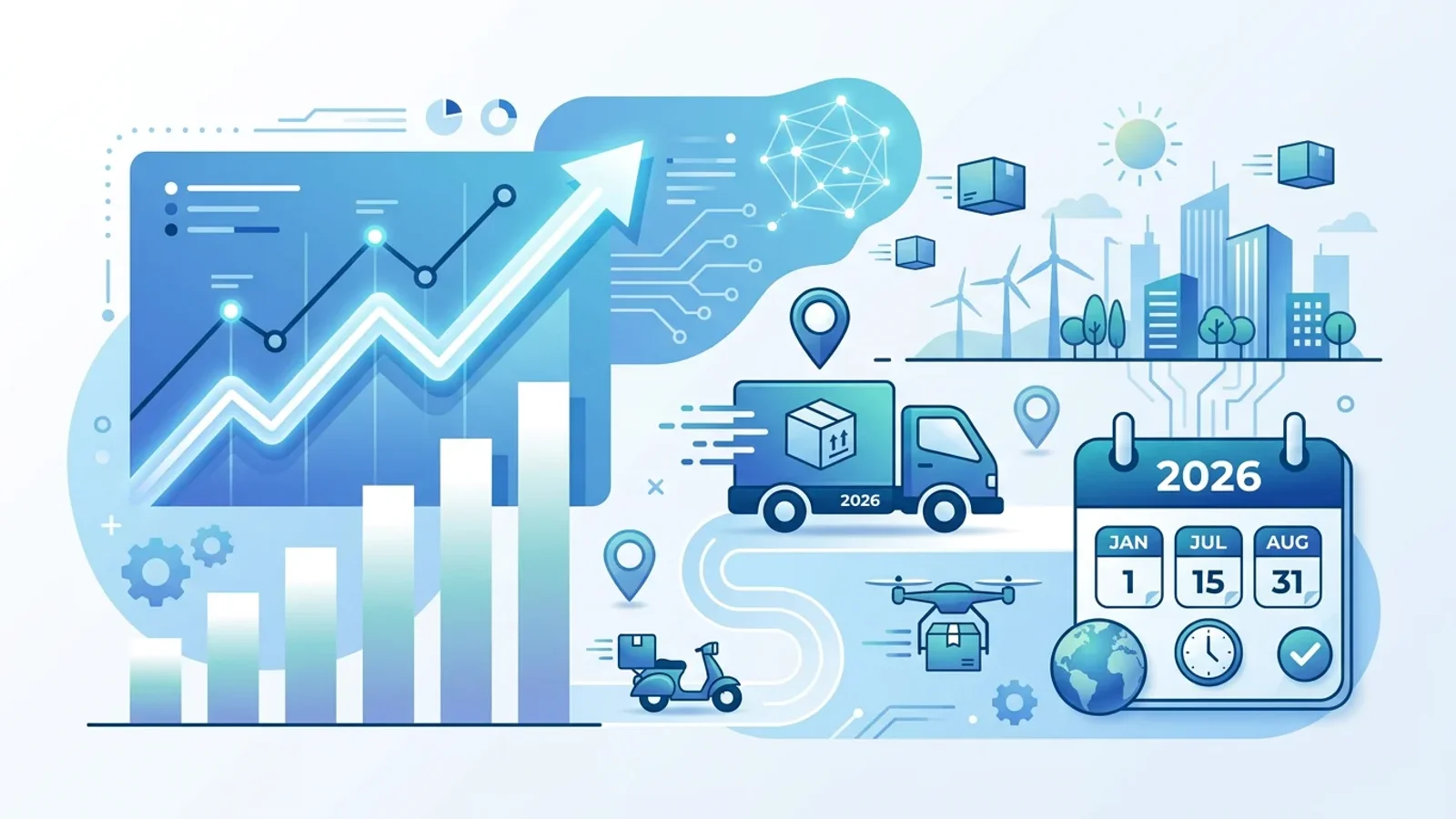 도시 간 물류 이동을 나타내는 네트워크 이미지