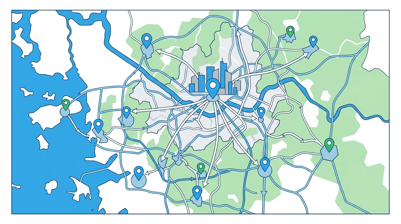 경기도 도심과 도로망을 함께 보여주는 전경