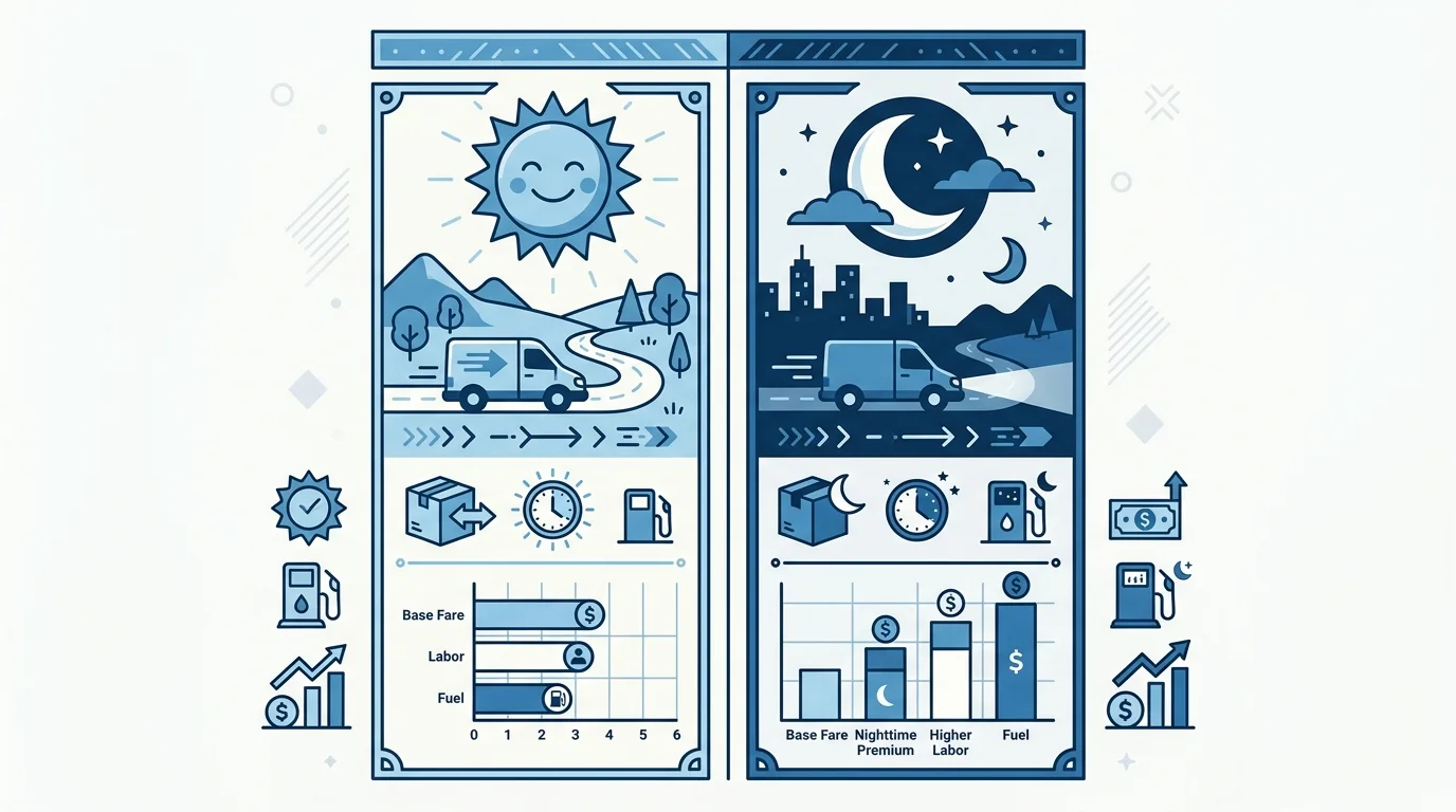 야간 퀵서비스 배송 완료 후 새벽 도심 풍경