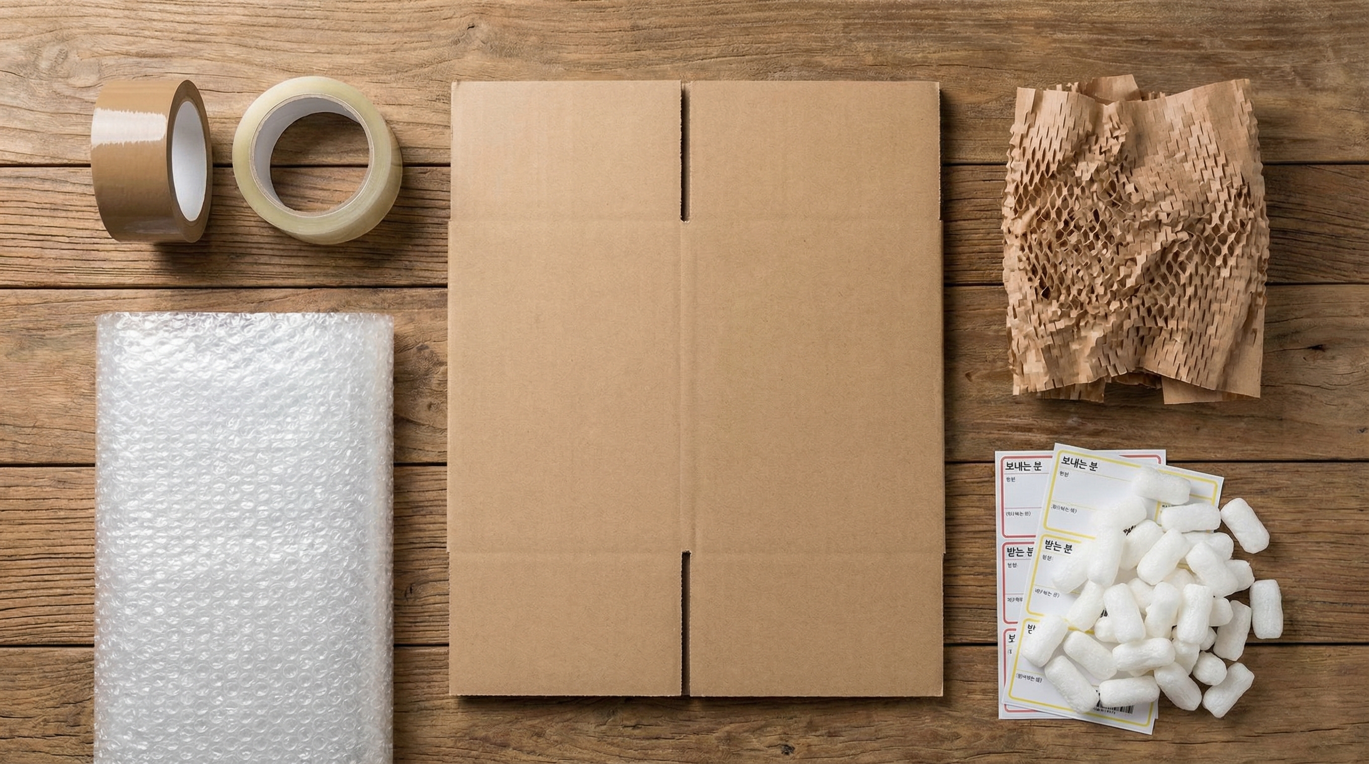 퀵서비스 포장에 사용되는 다양한 포장 자재들