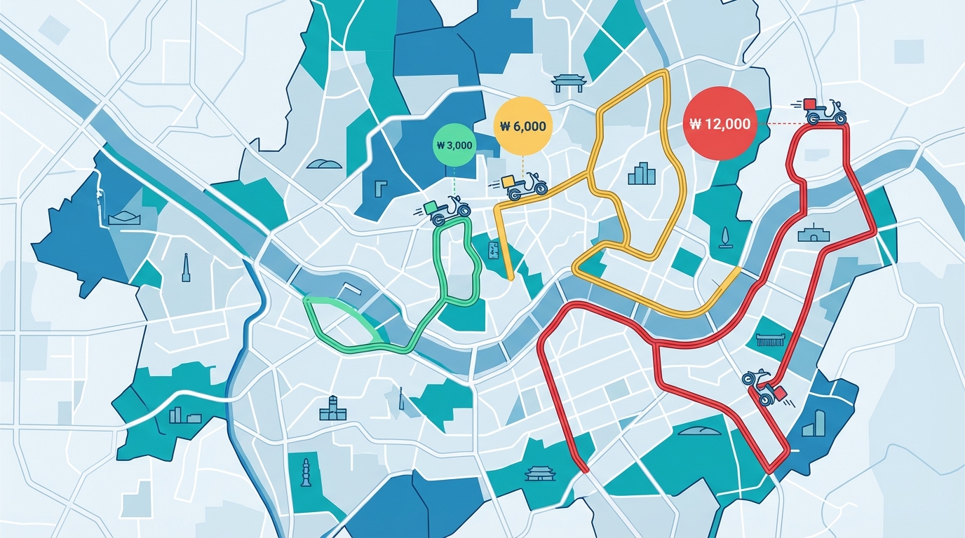 거리에 따른 퀵서비스 요금 변화