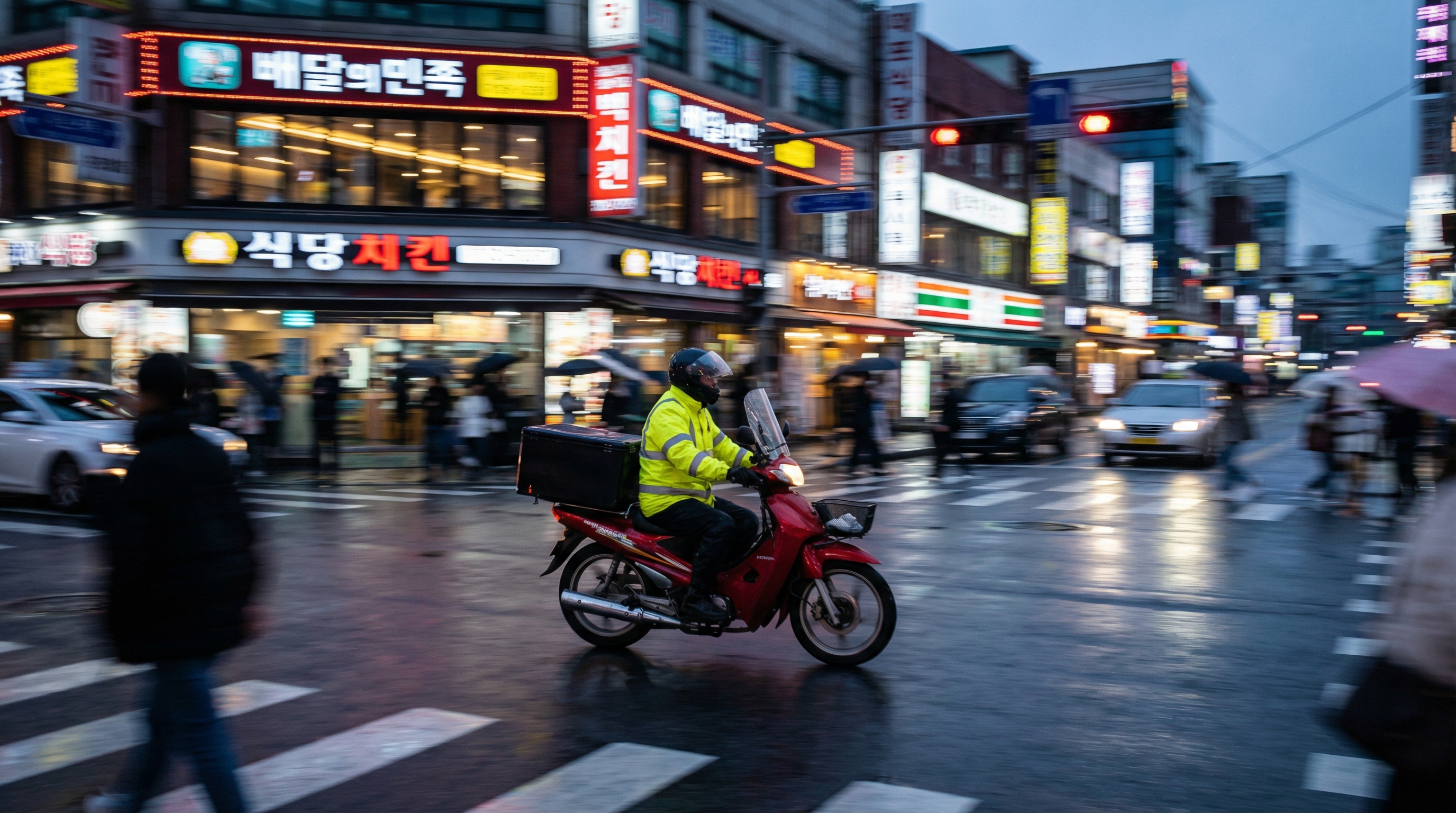 빠른 배차를 위해 도심을 달리는 퀵서비스 오토바이