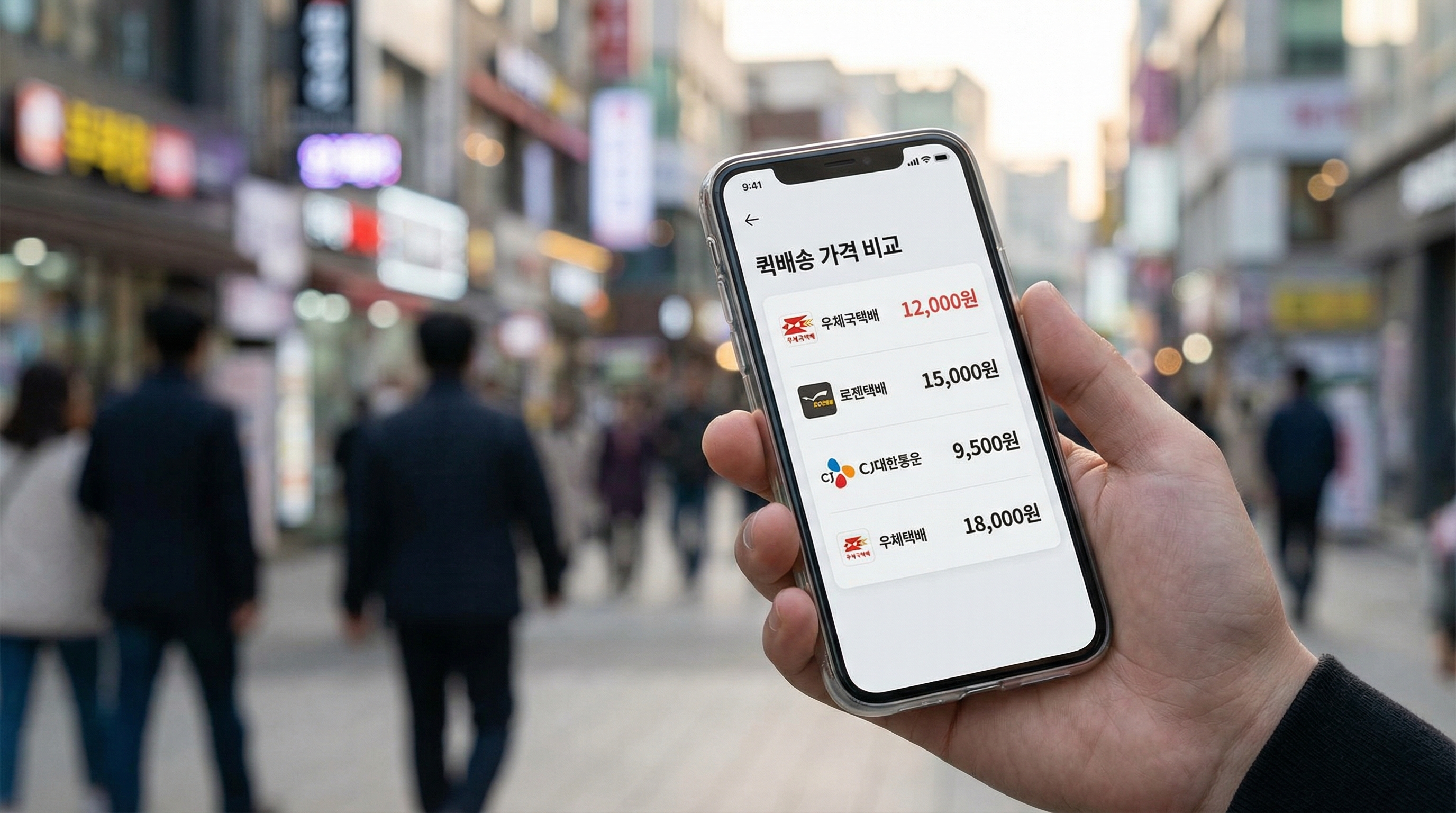 싼퀵 앱에서 여러 업체의 가격을 비교하는 화면